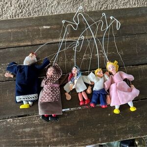 Vintage Theater Fantasy Puppets 5 Marionettes 1950s Czechoslovakia Figurine Doll
